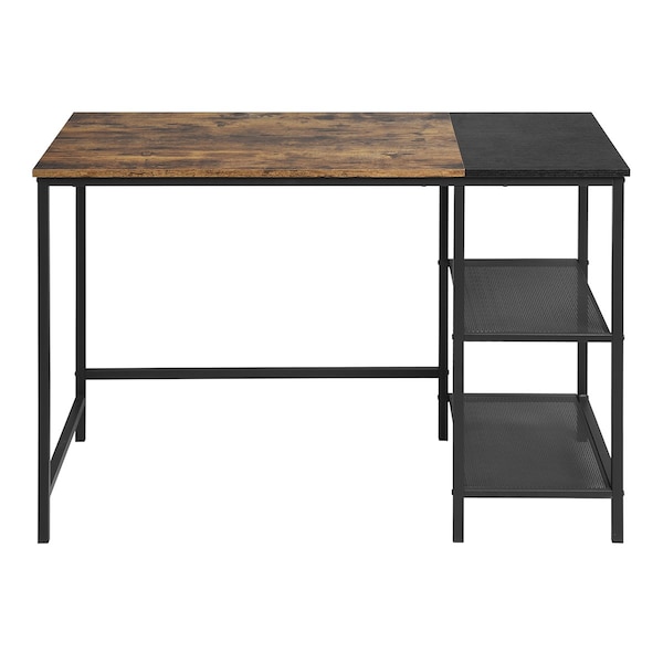 Homeroots 43" Brown and Black Wood and Metal H-Shape Computer Desk 568047 - main