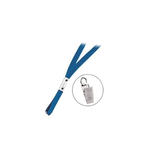 Brady LANYARD STANDARD, ROYAL, 3/8in, FLAT WOVEN LANYARD W/NICKEL PLATED STEEL BULLDOG CLIP 2135-3552 - main