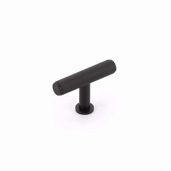 Schaub 2in Center to Center Pub House Knurled T Cabinet Knob Matte Black Finish 5001-MB - main