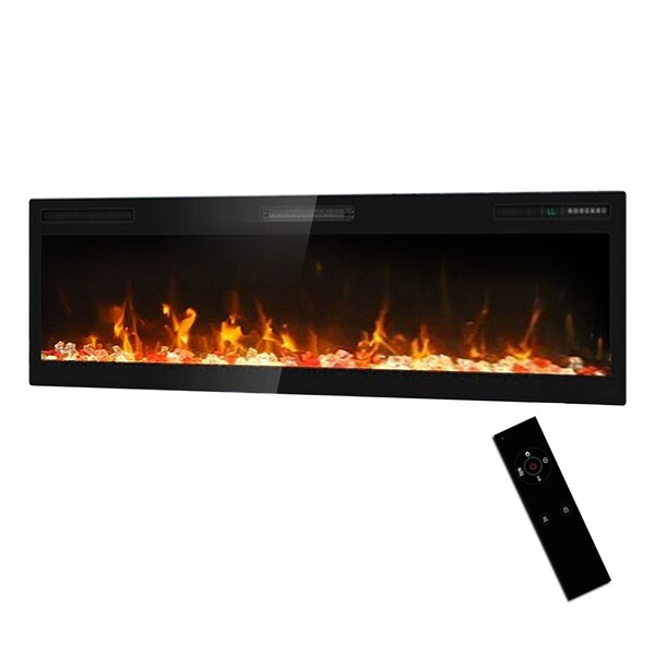 Edendirect 60 in. Insert-Type Electric Fireplace in Black, with Remote, 8H Timer, 5-Speed Flames ZR-WT-F60 - main