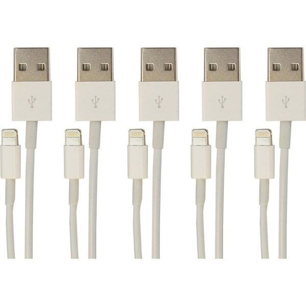 Visiontek Lightning to USB 1 Meter Cable White 5-Pack (M/M) 900759 - main