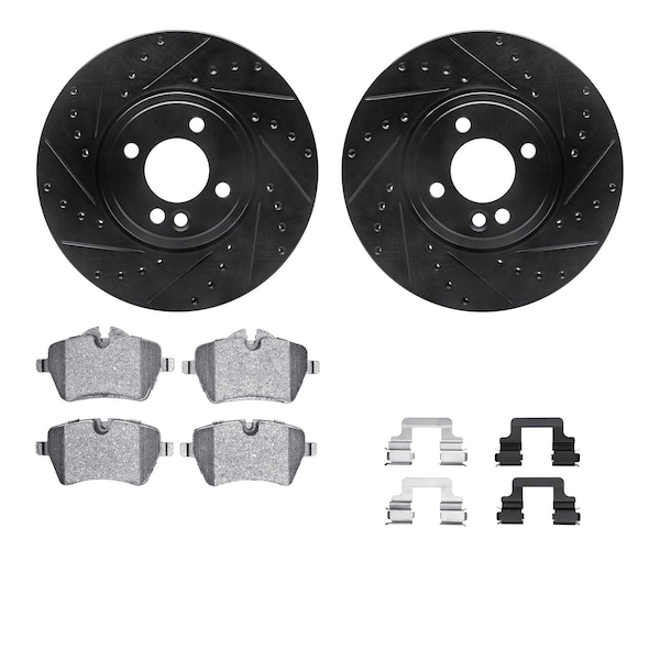 Dynamic Friction Co DFC Rotors-Drilled & Slotted-Black w/ EURO 5000 Ceramic Brake Pads Incl Hdw 8612-32002 - main