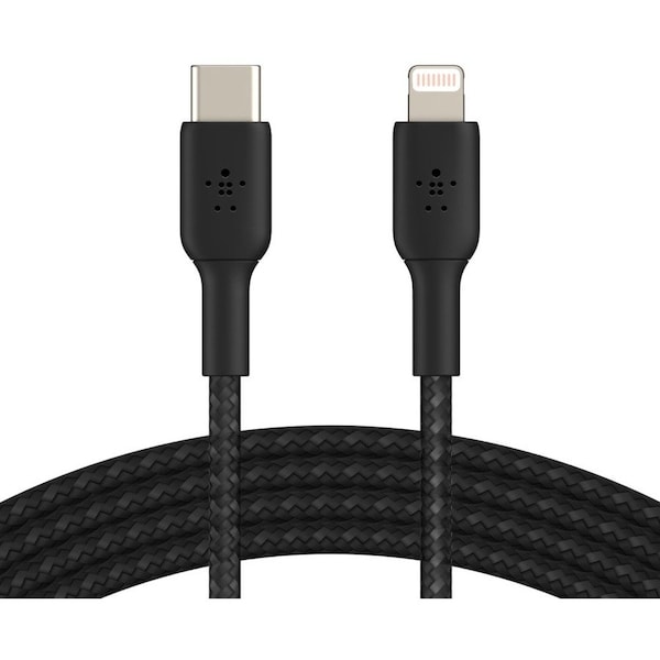 Belkin BOOSTCHARGE BRAIDED USB-C TO LIGHTNING CABLE (1M / 3.3FT, BLACK) CAA004BT1MBK - main