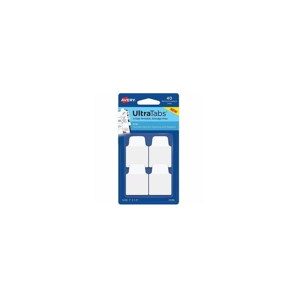 Avery Ultra Tabs Repositionable Mini Tabs, 40 Tab(s), 10 Tab(s)/Set, Clear Film, White Paper Tab(s), 72PK 74788 - main