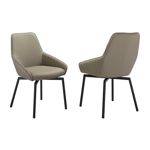 Armen Living Shilo Swivel Upholstered Dining Chair in Taupe Gray Faux Leather with Black Metal Legs - Set of 2 LCSHSITAGRYBLK - main