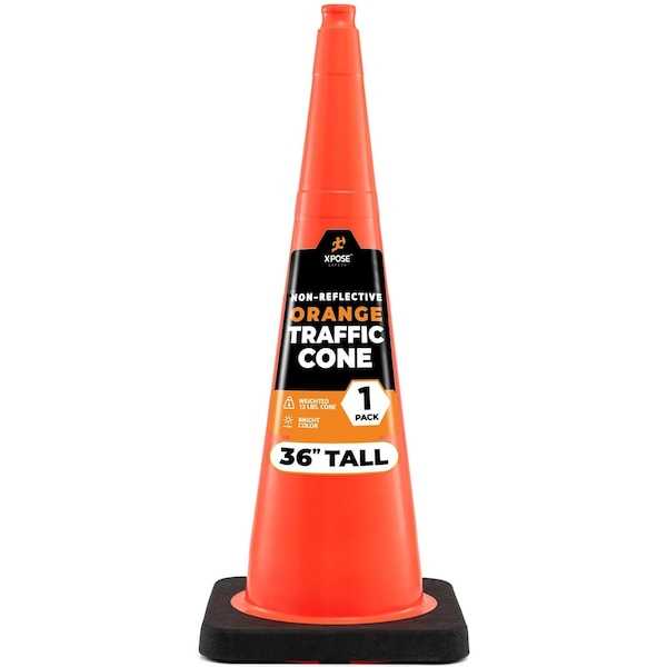 Xpose Safety 36 Inch Multipurpose PVC Orange Traffic Cone, 12lb base OTC36-12L-1-X - main