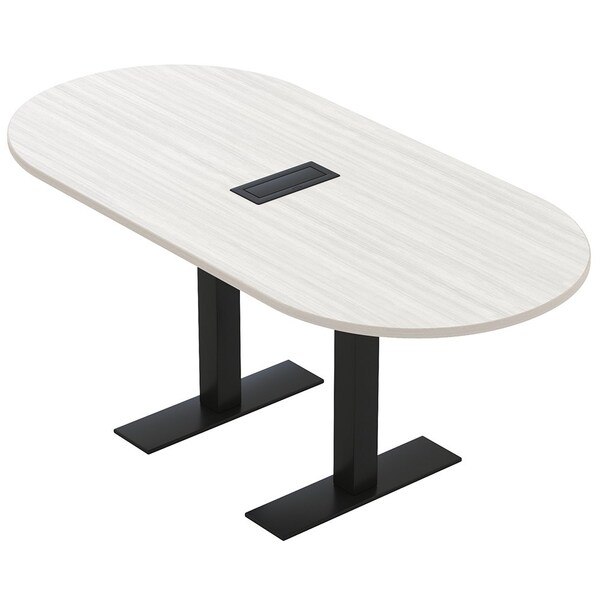 Skutchi Designs 6ft Racetrack Conference Table With Power | Harmony Series | 6 Person Meeting Room Table HAR-RAC-36X72-T.BK-WA7976-EBLK - main