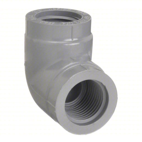 Zoro Select CPVC Elbow, 90 Degrees, Schedule 80, 1/4" Pipe Size, FNPT x FNPT 9808-002 - main
