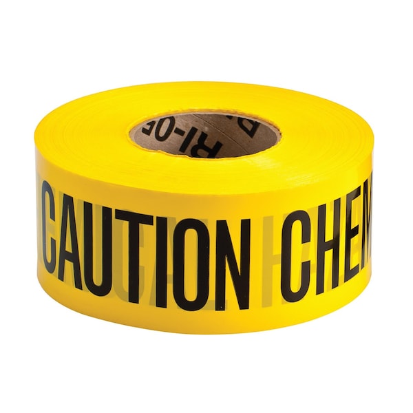 Brady Standard Barricade Tape Roll - Polyethylene, CAUTION CHEMICAL HAZARD, Black on Yellow, 200PK 91469 - main