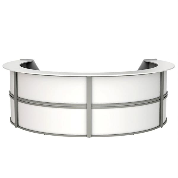 Linea Italia Reception Desk 107 in D X 46 in H, 11.8 ft W X Thermofused Laminate, White ZUS298 - main