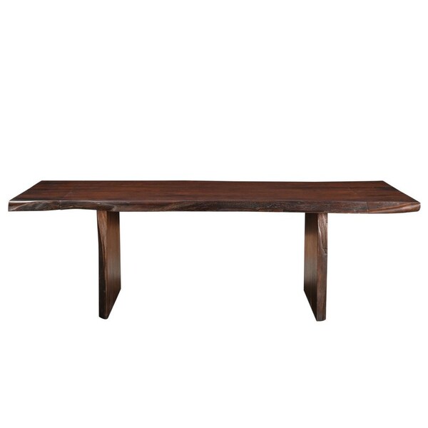 Homeroots 72" Dark Brown Solid Wood Removable Leaf Double Pedestal Base Extendable Dining Table 554341 - main