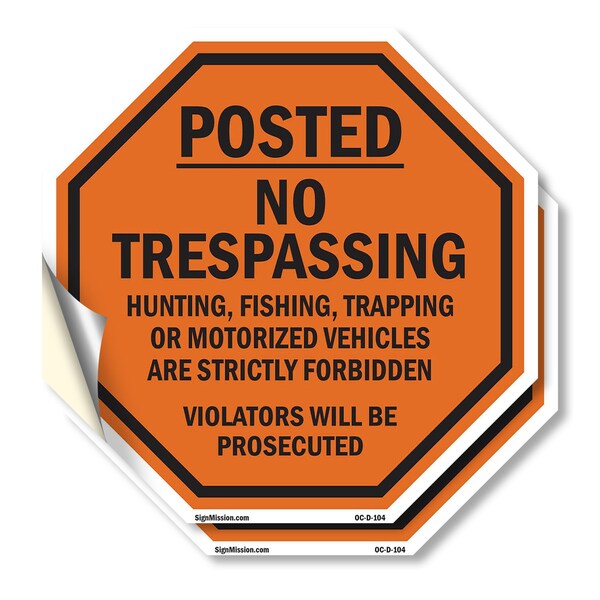 Signmission Posted No Trespassing Hunting, Fish, 4 inch X 4 inch, Vinyl Decal, 2PK OC-D-2PACK-4-104 - main
