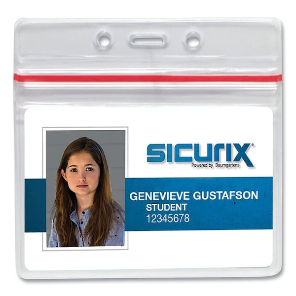 Sicurix Sealable Cardholder, Horizontal, 3.75 x 2.62, Clear, 50PK BAU47830 - main