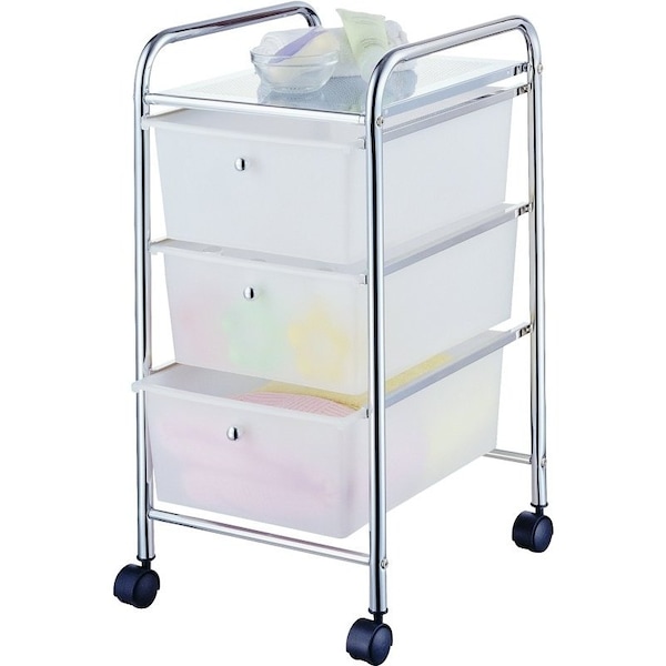 Simple Spaces Storage Cart, 15-3/8 in OAW, 25-5/8 in OAH, 13 in OAL, 3-Shelf, White Shelf G003-CH - main