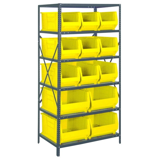 Quantum Storage Systems WIRE SHELVING UNIT W/13 YELLOW BINS 2475-953954YL - main