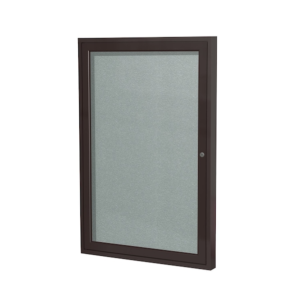 Ghent Indoor/Outdoor Enclosed Vinyl Bulletin Board, Bronze Aluminum Frame, 3'H x 2'W, 1 Door, Silver PB13624VX-193 - main