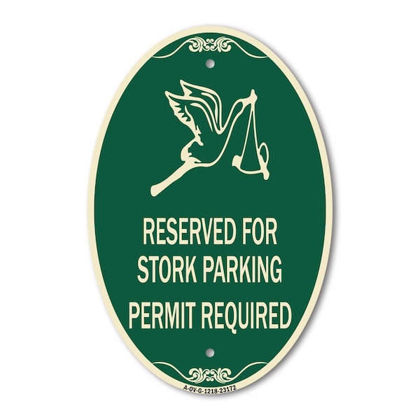 Signmission Reserved for Stork Parking Permit Required W, 12 In X 18 In Architectural, Heavy Gauge Aluminum A-OV-G-1218-23172 - main