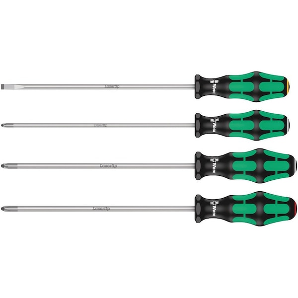 Wera 335/350/355/4 Screwdriver set Kraftform Plus Lasertip 200 mm-long blades, 4 pieces 5347736002 - main