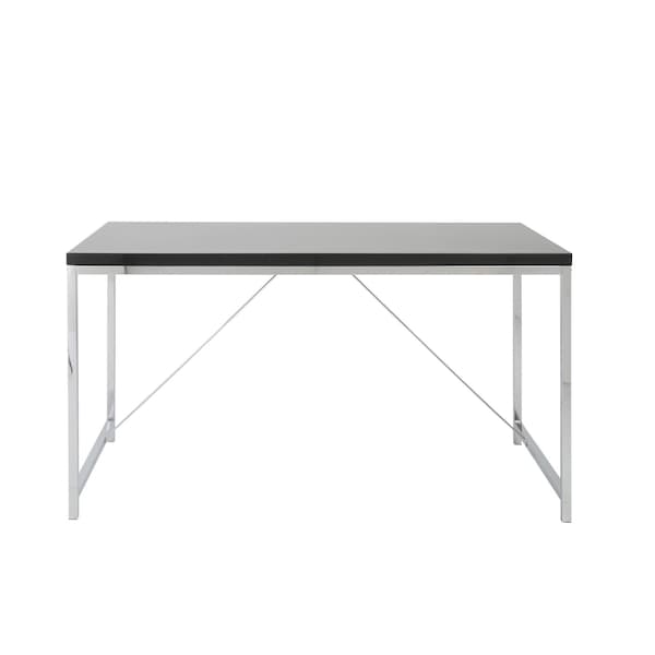 Homeroots 54" Black and Silver Wood and Stainless Steel Writing Desk 544278 - main