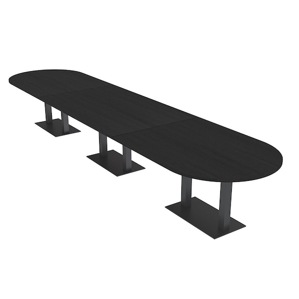 Skutchi Designs Racetrack Conference Table With Power Unit, 48 in W, 216 in L, Black HAR-RAC-48X216-DOU.BK-U999ST19-NA - main