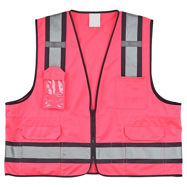 Jj Keller High Visibility Safety Vest with Pockets, Zipper Closure, Reflective Strips, 4XL/5XL 64336 - main