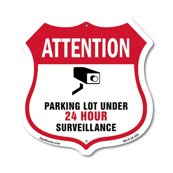 Signmission Video Surveillance Shield Sign Attention, 18 Inch X 18 Inch, Plastic Sign SHI-P-18-469 - main