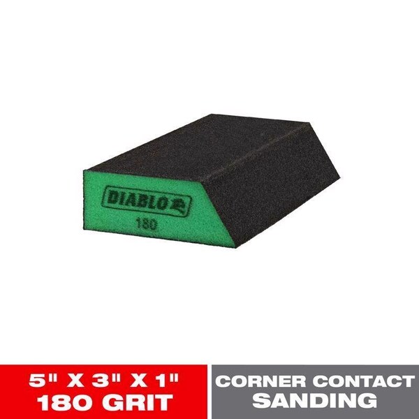 Diablo 5in. x 3in. x 1in. 180-Grit Corner Contact Sanding Sponge DFBLANGSFN01G - main