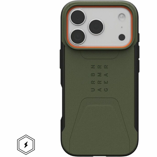 Urban Armor Gear Civilian Magsafe Case For Apple Iphone 17 Pro - Olive And Orange 114545117297 - main