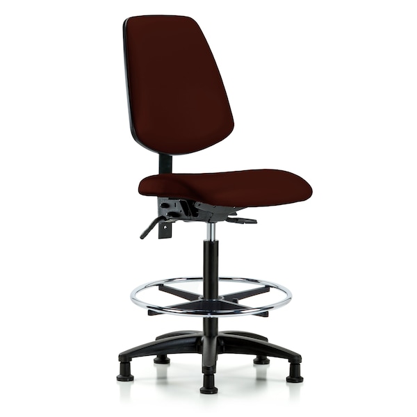 Blue Ridge Ergonomics High Bench Chair No Arms, 26" to 35" Height, Vinyl, Burgundy BR-VHBCH-MB-RG-T0-A0-CF-RG-8569 - main
