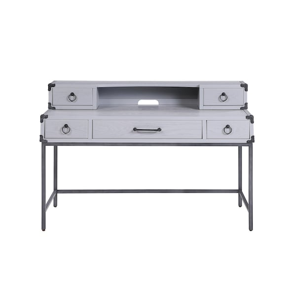 Homeroots 54" Gray Wood Writing Desk With Five Drawers 491383 - main