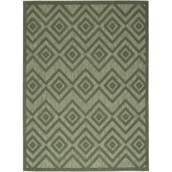 Homeroots 6' X 9' Dark Green And Light Green Geometric Indoor Outdoor Area Rug 550188 - main