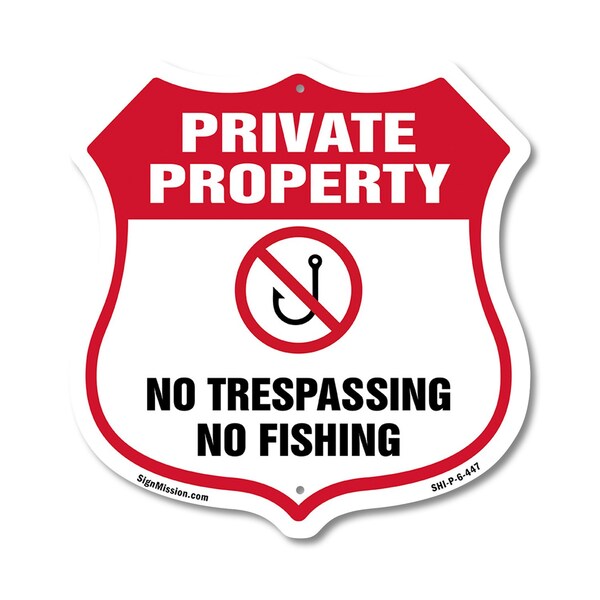 Signmission Private Property Shield Sign No Trespass, 6 Inch X 6 Inch, Plastic Sign SHI-P-6-447 - main
