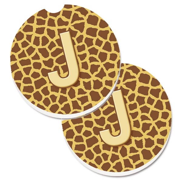 Carolines Treasures Monogram Initial J Giraffe Cup Holder Car Coaster, PK2 CJ1025-JCARC - main