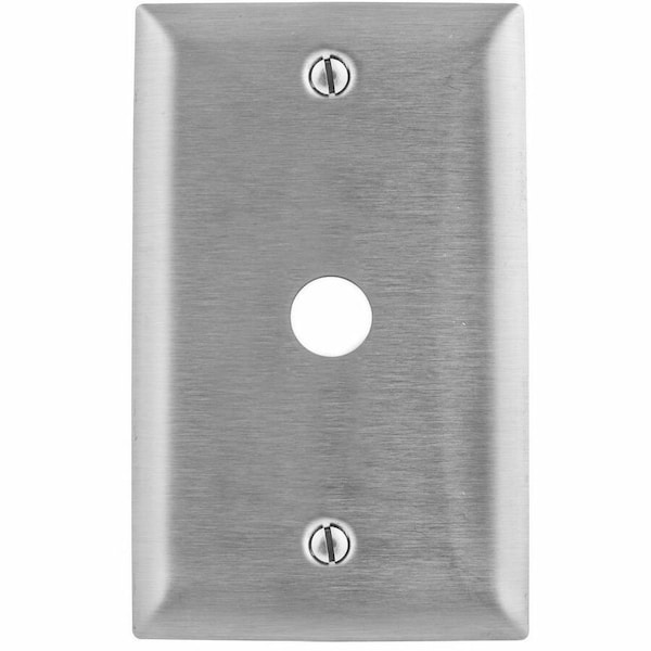 Hubbell Wiring Device-Kellems Wallplates and Boxes, Metallic Plates, 1- Gang, 1) .38" Openings, Standard Size, Stainless Steel SS739 - main