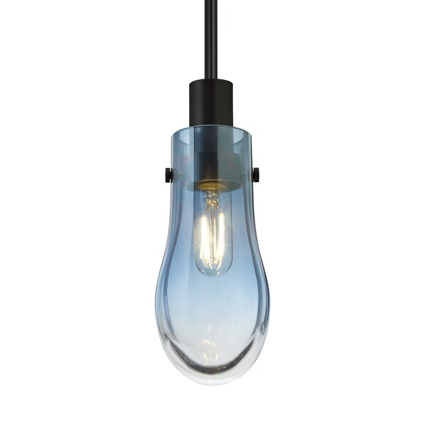Besa Lighting Wish Cord Pendant, Blue/Clear, Black Finish, 1x40W Incandescent 1JT-WISHBL-BK - main