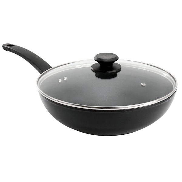 Oster Connelly 12 Inch Textured Nonstick Aluminum Wok with Lid in Black 141067.02 - main