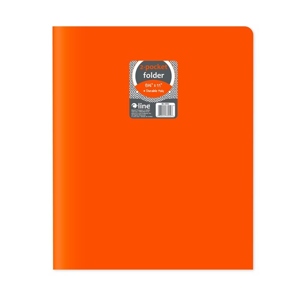 C-Line Products 8-1/2" x 11" Orange Two-Pocket Heavyweight Poly Portfolio Folder, 25EA/BX, 6BX/CT 33952-BX - main