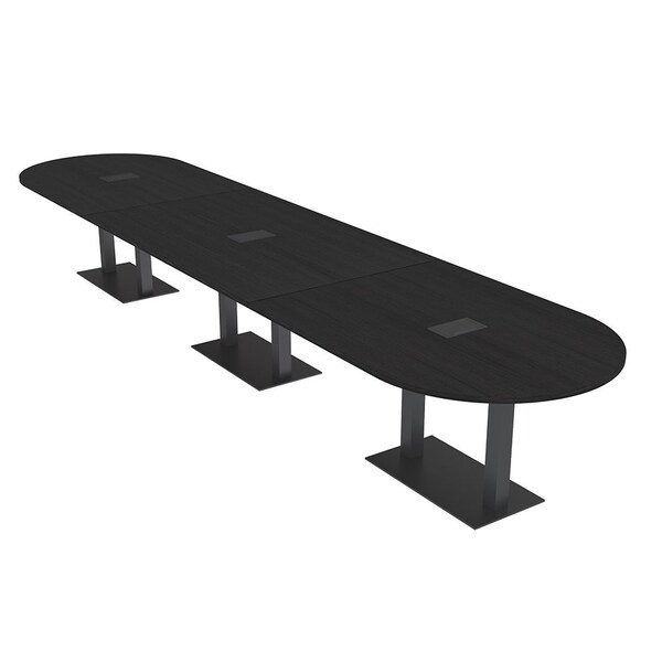 Skutchi Designs Racetrack Conference Table With Power, 48 in W, 192 in L, Black HAR-RAC-48X192-DOU.BK-U999ST19-EBLK - main