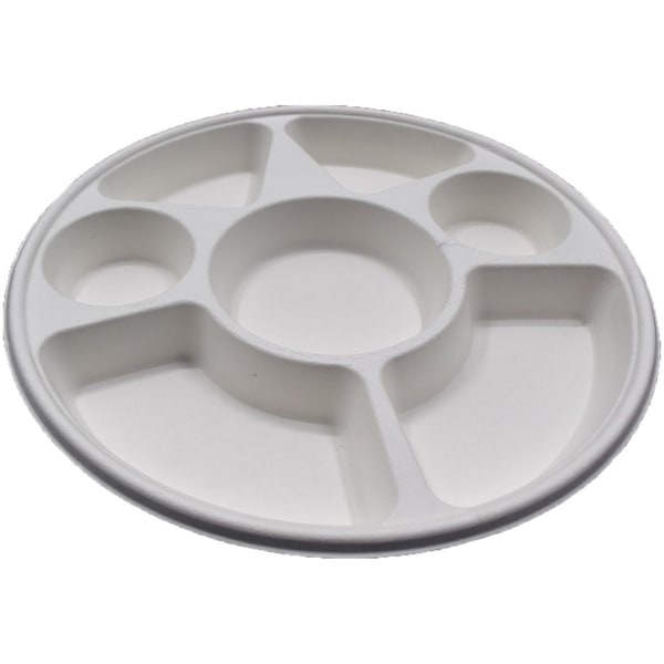 Rdi Bagasse 7 Compartment Round Plate 200cs, 200PK IB-PLT 7 C - main