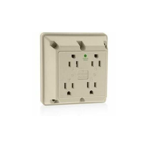 Leviton Straight Blade Receptacle, 5-15R, 15 A, 125V AC, 2 Pole, 3 Wire, Surface Mount, Grounded 1254-HI - main