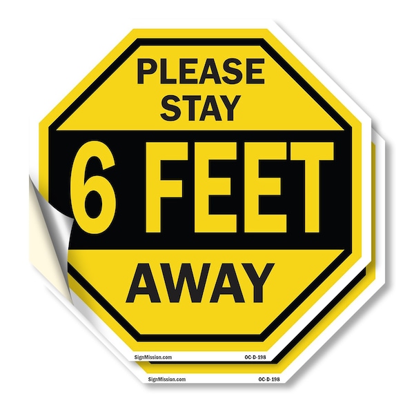 Signmission Please Stay 6 Feet Away, 4 inch X 4 inch, Vinyl Decal, 2PK OC-D-2PACK-4-198 - main