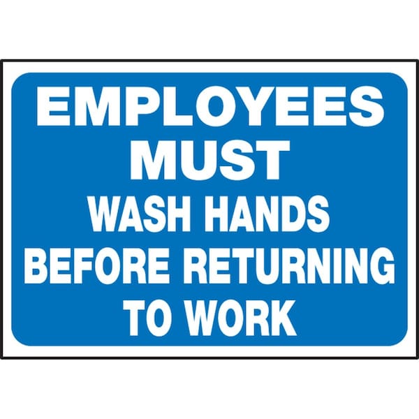Accuform EMPLOYEES MUST WASH HANDS BEFORE RETURNING TO WORK, Adhesive Poly, 3.5 in x 5 in, Adhesive LRST512VSP - main