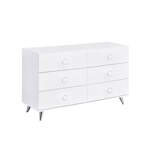 Homeroots 47" White Finish Manufactured Wood Six Drawer Double Dresser 490490 - main