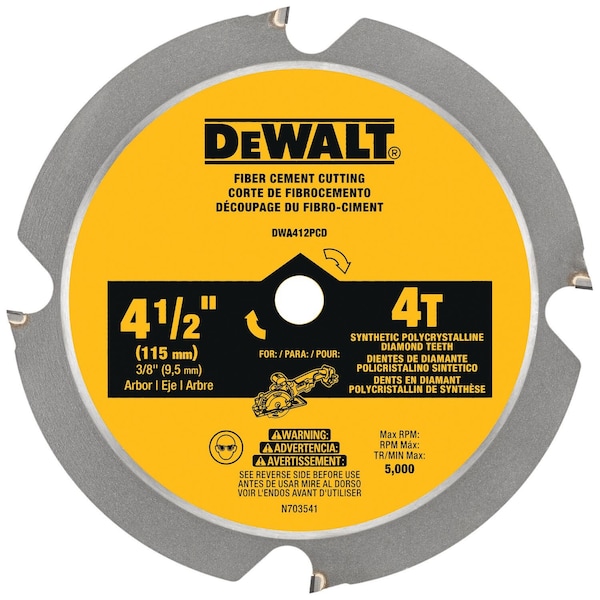 Dewalt 4-1/2 in. 4T Fiber Cement Cutting Circular Saw Blade DWA412PCD - main