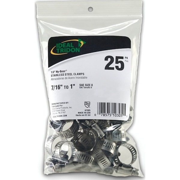 Ideal Hoseclmp 7/16-1 Ss 25Pk, 25Pk 6708550 - main