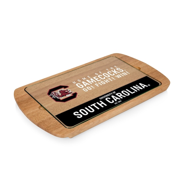 Picnic Time Family Of Brands NCAA South Carolina Gamecocks Billboard Glass Top Cheese Board - Charcuterie Boards, Parawood 911-01-505-524-0 - main