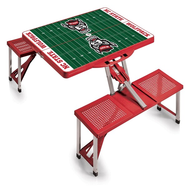 Picnic Time Family Of Brands NC State Wolfpack - Football Field - Picnic Table Portable Folding Table, Red 811-00-100-425-0 - main