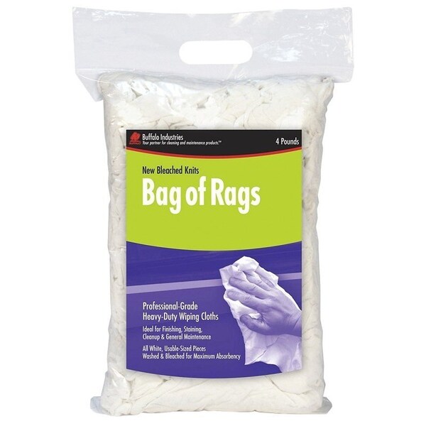 Buffalo Industries New Bleached Cloth Rag, White 12020PB - main