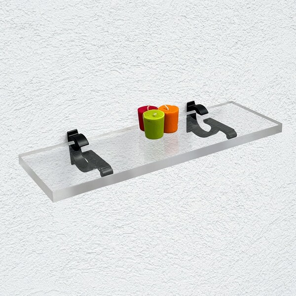 Fab Glass And Mirror Acrylic Shelf 6 x 24inces Black Bracket 3/4in Thickness Acrylic Pack of 1 AS19CC-6x24BL1P - main