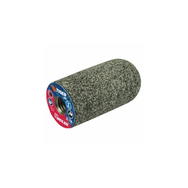 Weiler Tiger Grinding Plug, 1-1/2 in dia x 3 in Thick x 5/8 in-11 Arbor, 24 Grit, Aluminum Oxide, Type, 12PK 804-68327 - main